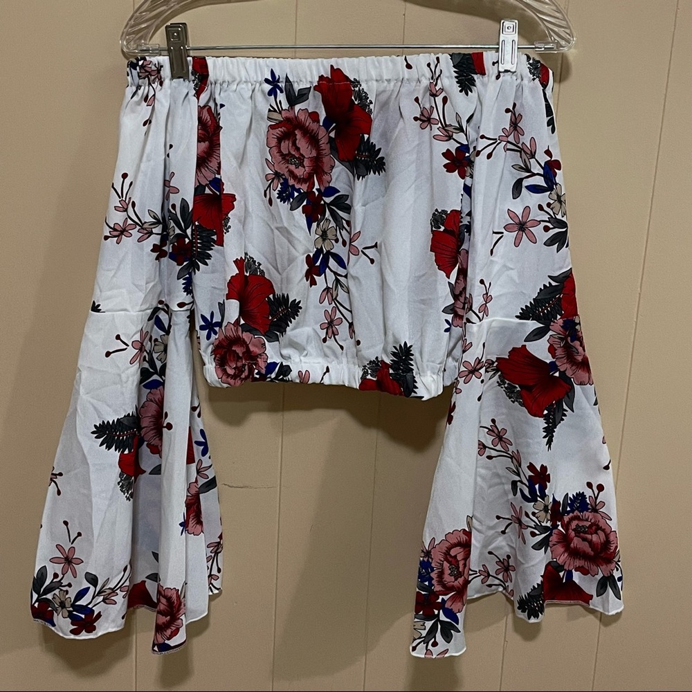 SHEIN off the shoulder flare sleeves top